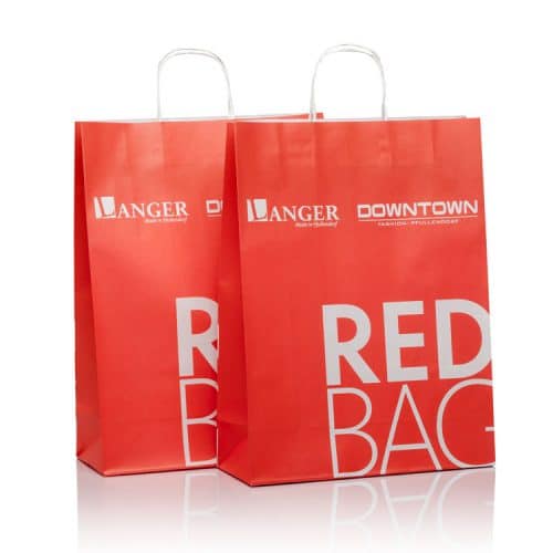 Papiertaschen basic (Papiertüten) in red für Langer von CREATEAM PROMOTION